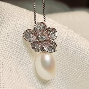 Freshwater Pearl Flower Jewellery Set, Sterling Silver
