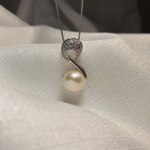 Swan Necklace With Freshwater Pearl, Sterling Silver