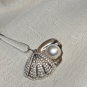 Seashell & Freshwater Pearl Pendant, Sterling Silver