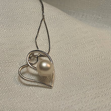 Load image into Gallery viewer, Heart &amp; Freshwater Pearl Pendant, Sterling Silver
