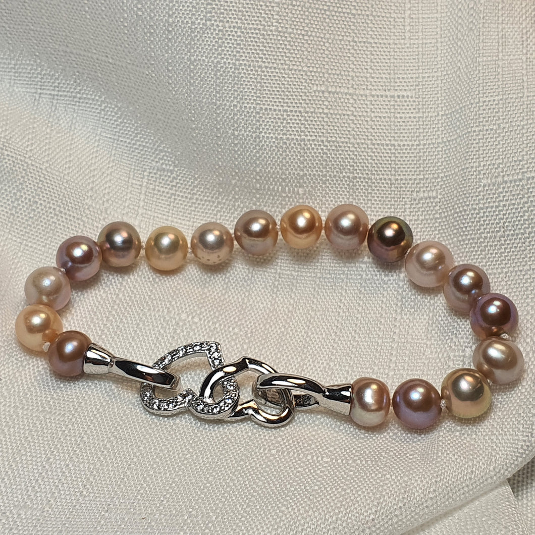 Multicoloured Freshwater Pearl Bracelet, Sterling Silver