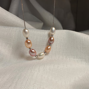 Multicoloured Freshwater Pearl Necklace, Sterling Silver