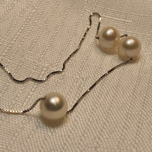 Triple Freshwater Pearls Necklace, Sterling Silver