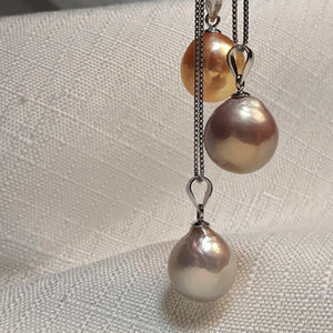 Multi-Coloured Baroque Pearl Pendant and Chain, Sterling Silver, Amispearl