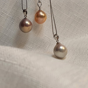 Multi-Coloured Baroque Pearl Pendant and Chain, Sterling Silver, Amispearl