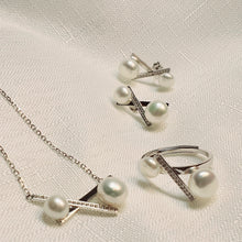 Load image into Gallery viewer, Freshwater Pearls Set, X Design, Sterling silver
