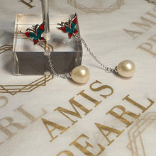 Load image into Gallery viewer, Freshwater Pearl  &amp; Enamel Earrings, Sterling Silver
