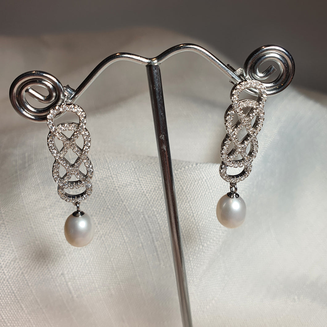 Gorgoues Crystal & Freshwater Pearl Earring, Sterling Silver