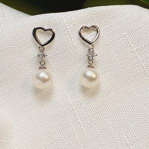 Round Freshwater Pearl Earrings, Sterling Silver