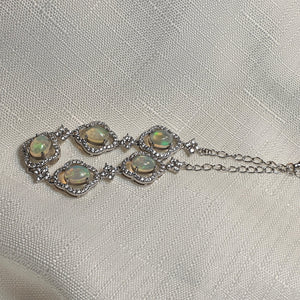 Natural Opal Bracelet, Sterling Silver