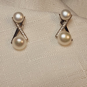 Freshwater Pearls Set, X Design, Sterling silver