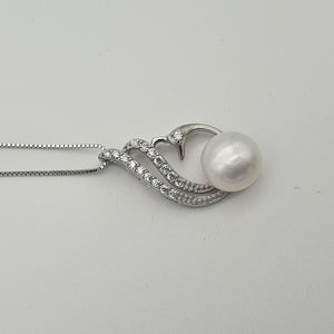 Swan & Freshwater Pearl Necklace, Sterling Silver