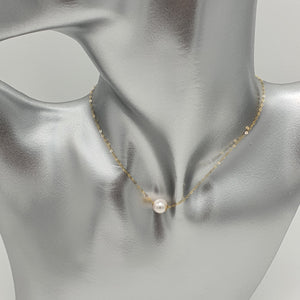 Japanese Akoya Pearl Pendant + Chain, 18k Yellow Gold