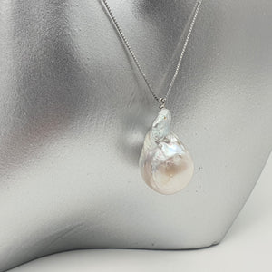 XLarge Baroque Pearl Necklace, Sterling Silver