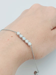 Created White Opal Bracelet, Sterling Silver