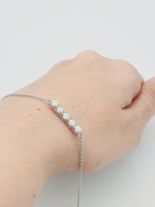 Created White Opal Bracelet, Sterling Silver