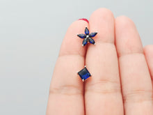 Load image into Gallery viewer, Blue Crystal Stud Earrings, Sterling Silver, Amispearl
