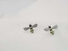 Load image into Gallery viewer, 3D Yellow Bee Stud Earrings, Silver Jewellery, Enamel earrings
