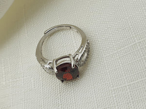 Oval Garnet Ring, Sterling Silver