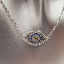 Load image into Gallery viewer, Large Single Evil Eye Icon Necklace, Sterling Silver
