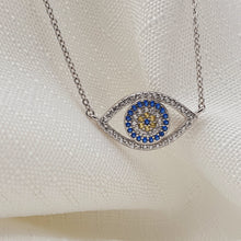 Load image into Gallery viewer, Large Single Evil Eye Icon Necklace, Sterling Silver
