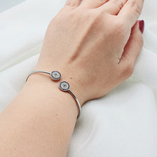 Load image into Gallery viewer, Evil Eye Bangle Cuff Bracelet, Sterling Silver
