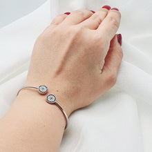 Load image into Gallery viewer, Evil Eye Bangle Cuff Bracelet, Sterling Silver
