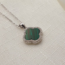 Load image into Gallery viewer, Malachite 4 leaf Clover Set, Sterling Silver
