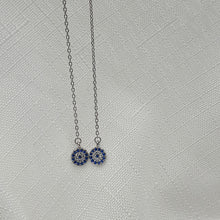 Load image into Gallery viewer, Evil eye Icon Chain Earrings, Sterling Silver
