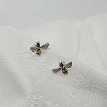 Load image into Gallery viewer, 3D Yellow Bee Stud Earrings, Silver Jewellery, Enamel Earrings
