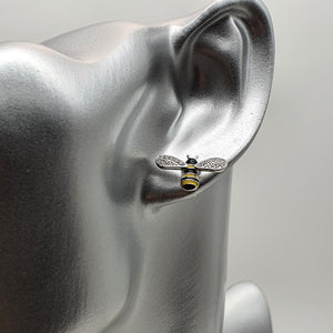 Enamel Bee Stud Earrings, Silver Jewellery, ear stud
