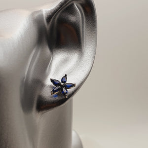 Star Blue Crystal Stud Earrings, Sterling Silver, Amispearl