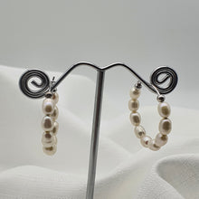 Load image into Gallery viewer, Freshwater Pearl Cuff Hoop Earrings, Sterling Silver
