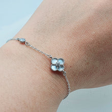 Load image into Gallery viewer, Small Mother of Pearl Clover Bracelet, silver jewellery
