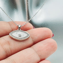 Load image into Gallery viewer, White Evil Eye Enamel Necklace, Sterling Silver
