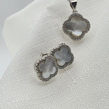 Load image into Gallery viewer, Mother of Pearl 4 Leaf Clover Set, Sterling Silver
