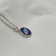 Load image into Gallery viewer, Evil Eye Enamel Round Necklace, Sterling Silver
