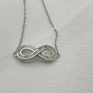 Infinity White Opal Bracelet, Sterling Silver