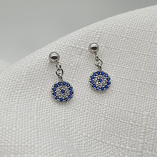 Load image into Gallery viewer, Small Evil Eye Stud Earrings, Sterling Silver
