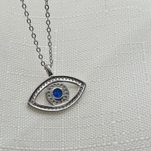 Load image into Gallery viewer, Large Evil Eye Necklace, Sterling Silver
