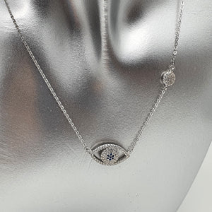 Large Evil Eye Necklace, Sterling Silver