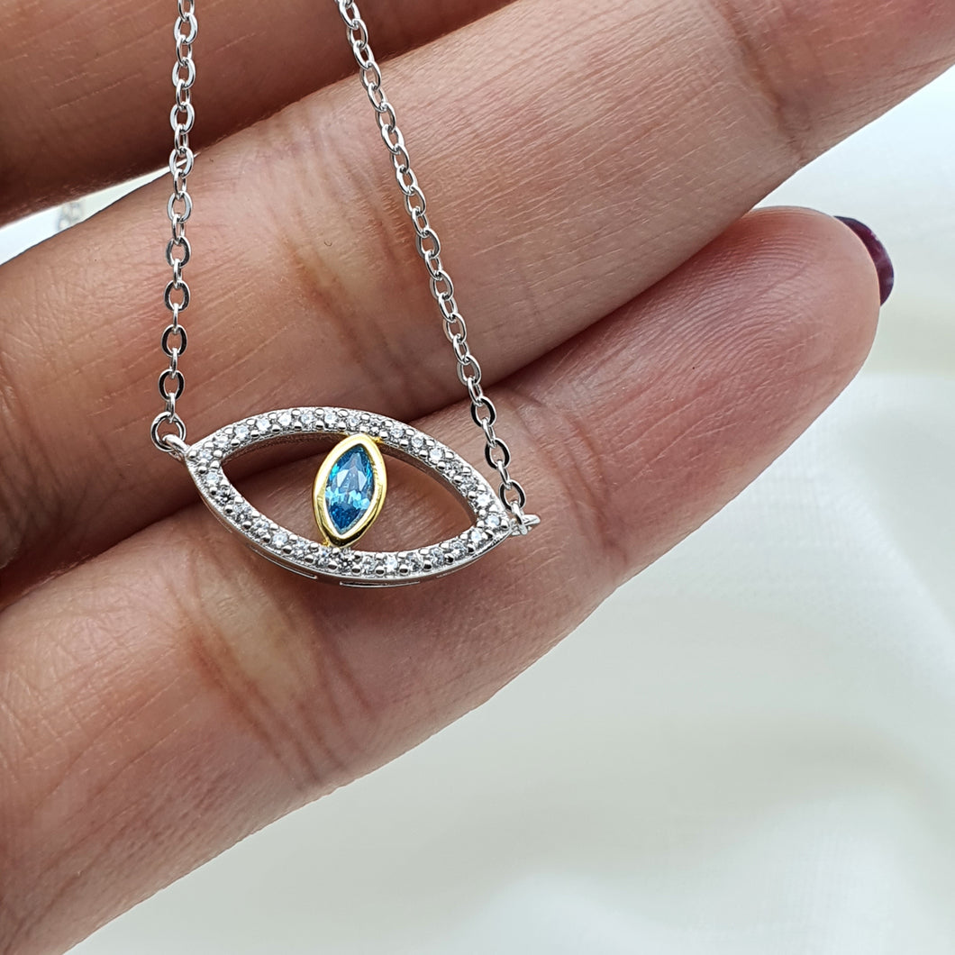 Evil Eye Necklace, Sterling Silver