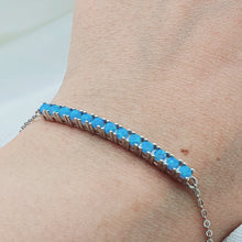 Load image into Gallery viewer, Created Blue Opal Bracelet, Sterling Silver

