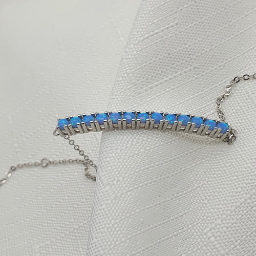 Created Blue Opal Bracelet, Sterling Silver