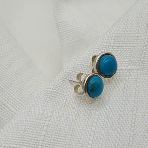 Turquoise Stud Earring, Sterling Silver