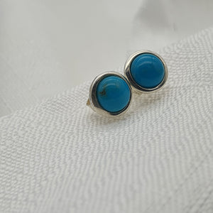 Turquoise Stud Earring, Sterling Silver