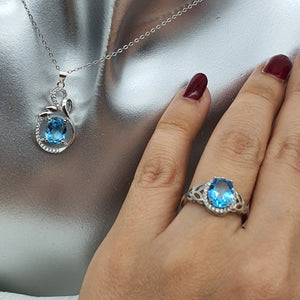 Sky Blue Topaz Jewellery Set, Sterling Silver