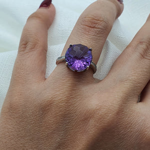 Natural Amethyst Ring, Sterling Silver