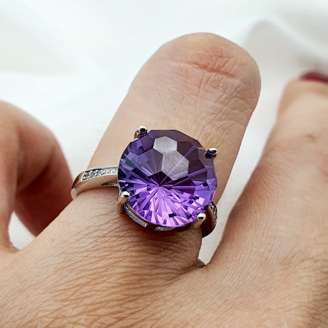 Natural Amethyst Ring, Sterling Silver