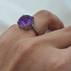 Natural Amethyst Ring, Sterling Silver